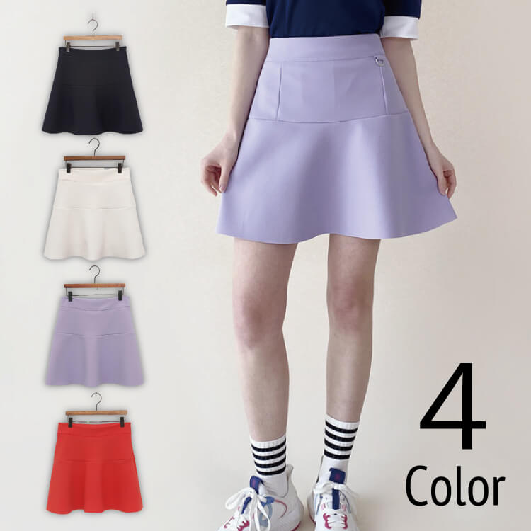 ゴルフレディース韓国スカートフリルスカートAラインフレア無地スポーツウェアテニスゴルフウェアウエ..