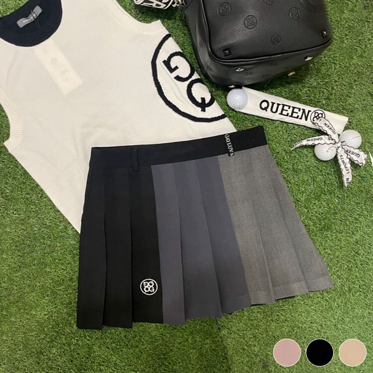 ゴルフウェアレディース韓国スカートプリーツショート丈ミニスカートバイカラーグラデーションかわいい..