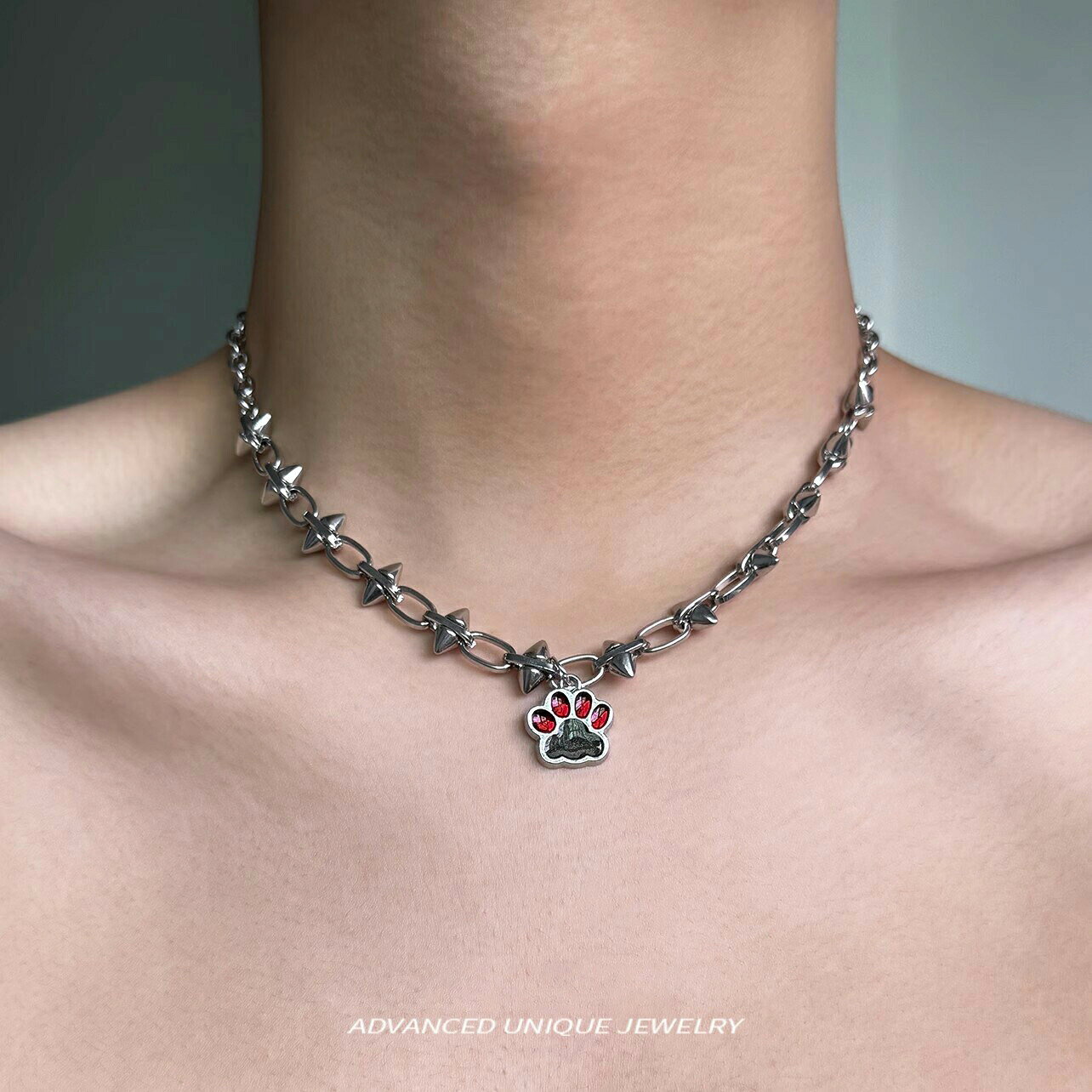 チェーンネックレス スパイク 鋲 ショットネックレス 可愛い 猫爪 レディース ネックレス パンク おしゃれ ブラック セクシー アクセサリー アジャスター付 Punk ファッション