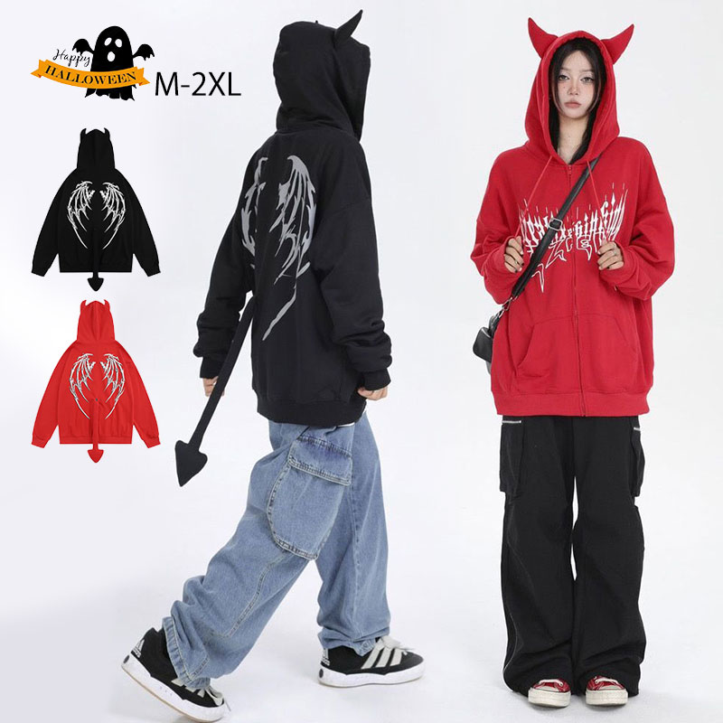 大人 ジュニア ハロウィン 衣装 悪魔 パーカー ジャケット デビル 吸血鬼 ドラキュラ ヴァンパイア こ..