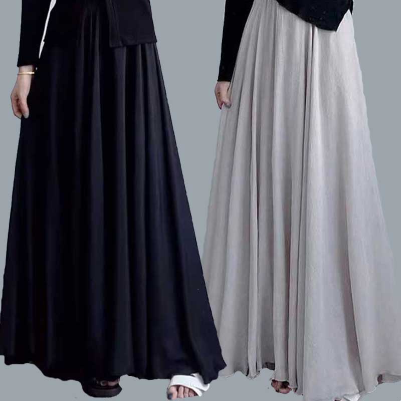 演奏会 コーラス ロングスカート 黒 グレー 第九 合唱衣装 ロングスカート.発表会 コーラス衣装、楽器演奏などステージ衣装にナイロン系素材 ロングスカート け廻したっぷり総ゴムセミフレアーロングスカート 黒 グレー S M L XLサイズ