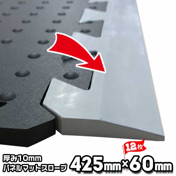樂天商城 - サイドスロープ パネルマット用部材 グレー 425×60mm×厚み10mm 12枚 AR-1514 段差解消 テーパー付き 工場内歩行者通路・誘導に最適 アラオ ARAO