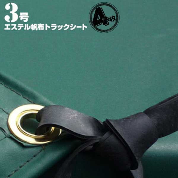 萩原工業 HAGIHARA トラックシート エステル帆布 3号 【軽トラック用 ペケット付き】 グリーン 4枚