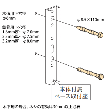 川口技研 ホスクリーン ジカ付パーツ 木下地・鉄骨への取り付け用TPネジ HP-23 φ8.5×110mm ライトブロンズ LB/ダークブロンズ DB/ホワイト PW 1袋