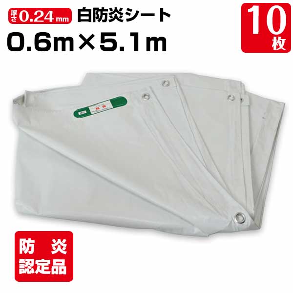 樂天商城 - 白防炎シート 0.6m×5.1m 厚み約0.24mm 10枚 300P 養生 消防庁認定商品 建設 工事現場用 野積みカバー 塗装作業 輸入品 141261200