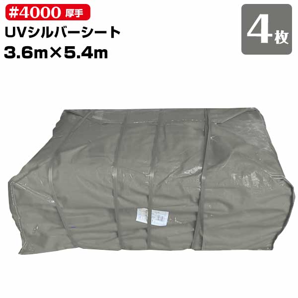 Rakuten - UVシート 3.6m×5.4m #4000（4枚）シルバー 厚手 #4000 UVカット シルバーシート 防水 遮熱 紫外線・高耐候防水 耐候性防水シート