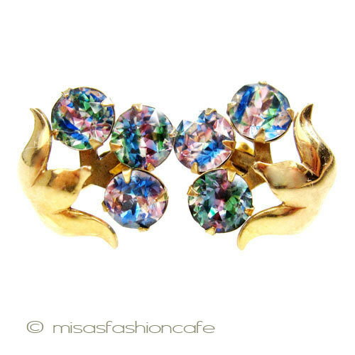 ヴィンテージコスチュームジュエリー　12Kgf Amco刻印　アイリス　イヤリング　Vintage・　ビンテージ　アンティーク　アクセサリー【海外直輸入USED品】のサムネイル