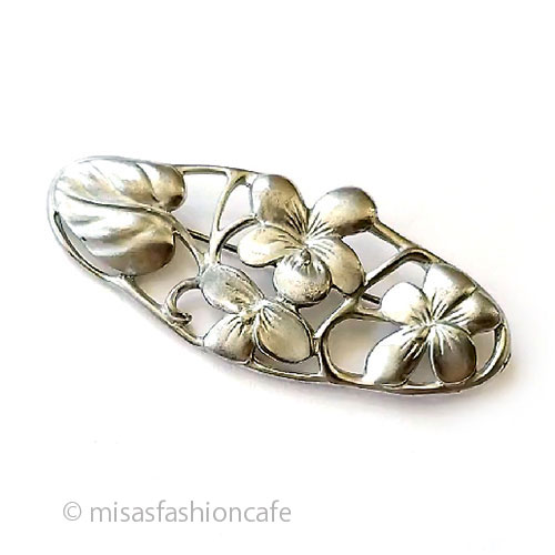 アンティークジュエリー スミレの花ブローチ vintage・ヴィンテージ アクセサリー コスチュームジュエリー フラワー 植物モチーフ ギフト プレゼント 【...