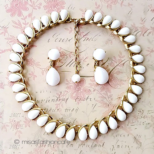 トリファリ　Trifari　ネックレス＆イヤリング　セット　Vintage・ヴィンテージ　コスチュームジュエリー　アンティーク　アクセサリー　【海外直輸入USED品】ギフト　プレゼント　パーティー