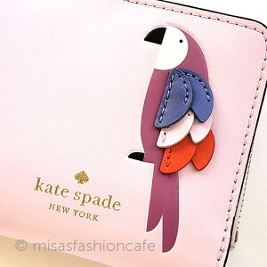 ケイトスペード　Kate spade 　二つ折り財布　鳥　折財布　ミニ財布　コンパクト「lock party l-zip bifold - bird」プレゼント　ギフト