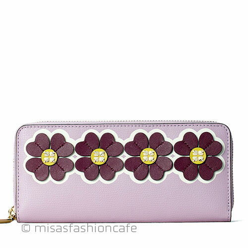 ケイト・スペード ニューヨーク 長財布 レディース Kate spade ケイトスペード　長財布　花柄　立体フラワー　「　continental wallet 」 ラウンドファスナー　ギフト　プレゼント　贈り物