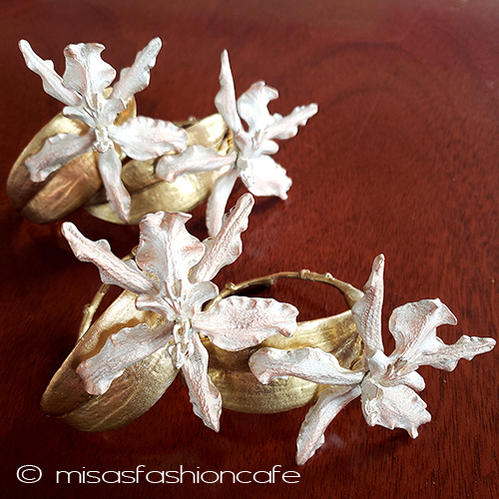 マイケルミショー　蘭の花　ナプキンリング　4個セット Michael Michaud　キッチン雑貨　洋食器　　テーブルアート　 テーブルウェア テーブルコーディネート　おしゃれ　インテリア　インスタ映え　プレゼントのサムネイル