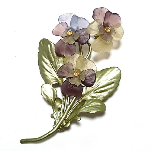 すみれ パンジー 花ブローチ 植物モチーフ フラワー ギフト プレゼント 【ボタニカルジュエリー】