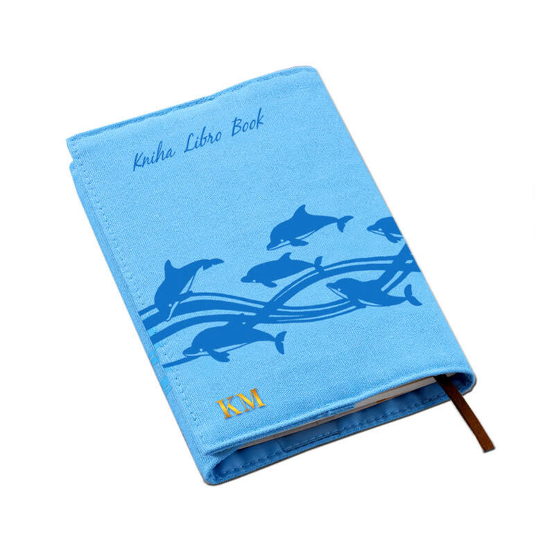 \ 在庫限り / 布のブックカバー イニシャル ギフト 文庫本用 しおり付 軽量 綿 イルカ かわいい おしゃれ プレゼント 障がい者アート ポイント消化 送料...