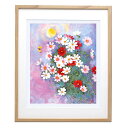 複製画 新品 額入り 障害者 アート 友愛 コスモス 絵画 インテリア 壁掛け 日本画 花 ジークレー プリマグラフィ 夏 秋 飾る絵 プレゼント 障がい者アー...