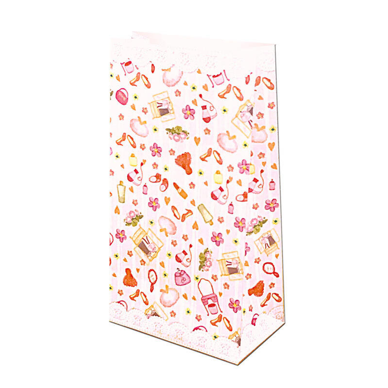 \ 在庫限り / ギフトバッグ 5枚組 障害者 アート 可愛いコスメ柄 ラッピング おしゃれ 紙袋 プレゼント 包装 手作り 障がい者アート ポイント消化 在庫...