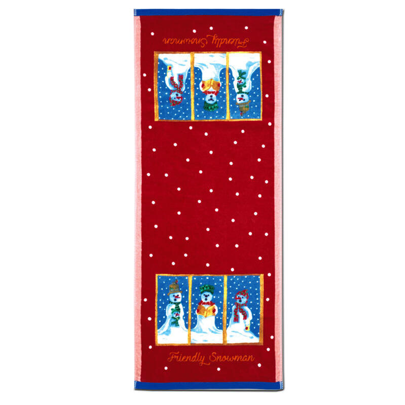樂天商城 - フェイスタオル 障害者 アート かわいい おしゃれ 85x34cm 綿100％ ゲストタオル 縦 雪だるま ギフト お祝い 女の子 プレゼント 障がい者アート ポイント消化 送料無料