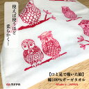 ガーゼタオル 今治タオル 障害者 アート 25×25cm かわいい ふくろう ガーゼハンカチ お手拭タオル ハンドタオル ハンカチタオル おしぼり 速乾 女の子...