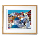 複製画 新品 額入り 障害者 アート サントリーニ島 ギリシャ 絵画 風景 ジークレー プリマグラフィ 飾る絵 プレゼント お祝い ギフト 障がい者アート 送料...