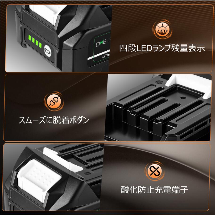 MFSHOPのマキタ 40V バッテリー 2.5Ah 互換 2500mAh BL4025 マキタ 40V DC40RA DC40RB DC40RC対応 マキタ電動工具 リチウムイオン電池 残量表示 PSE認証済｜アングル3