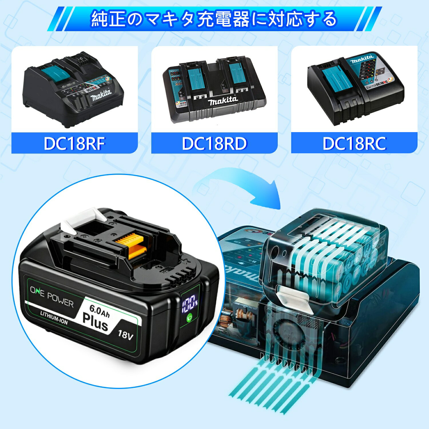 マキタ 18V バッテリー BL1860B 6...の紹介画像3