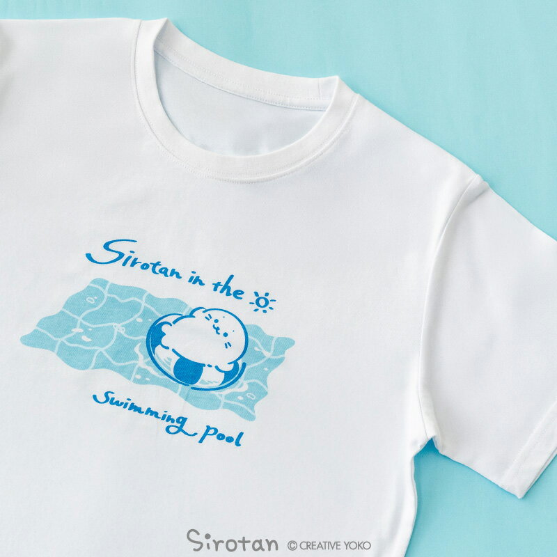 乐天商城 - Tシャツ しろたん 《イン・ザ・プール》 半袖 白色 ユニセックス 男女兼用 レディース メンズ S/M/L/XL 大人 カジュアル お揃い プリント tシャツ あざらし アザラシ かわいい キャラクター 春 夏 父の日 プレゼント ギフト マザーガーデン
