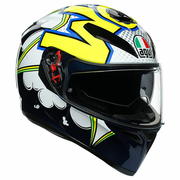 ★送料無料★【安心の国内正規代理店品】AGV K-3 SV MPLK 007-BUBBLE BLUE/WH/YELLOW FLUO ハイレベルの快適性と安全性をもたらすエアロダイナミックインナーバイザー仕様《アジアンフィット》スポーツヘルメット バイク/オートバイ用 フルフェイスヘルメット