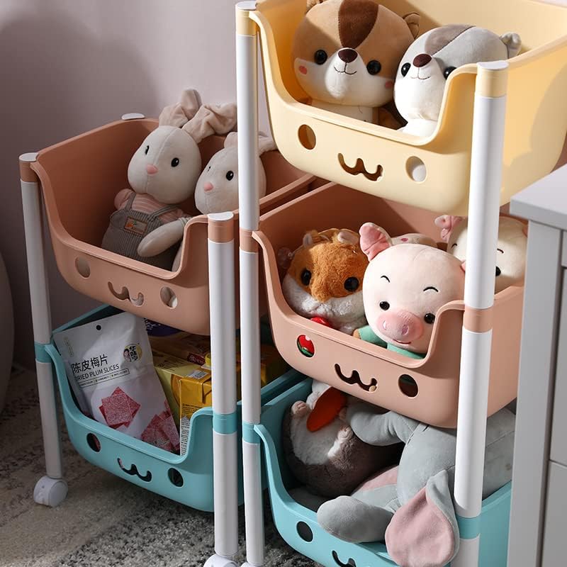 収納ワゴン ラック 4段 おもちゃ 乳児 キッズ キャスター付き ストッパー付き 大容量 25×39×113センチ ポリプロピレン 子供部屋 整理 整頓 お片付け 蓋無し ym524