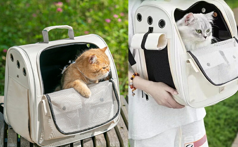 ペットキャリー 猫 リュック キャリー 折りたたみ式 小型犬/小動物用 キャリーバッ...