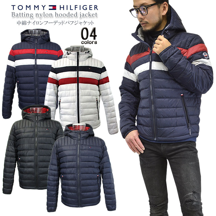 TOMMY HILFIGER トミーヒルフィガー中綿ナイロンフーデッドパフジャケットtommy/m/newUSモデル アメカジ軽量 通気性 耐風 【プレゼントに】【税込3,980円以上で送料無料】【即納/あす楽】！TOMMY−150AN555−