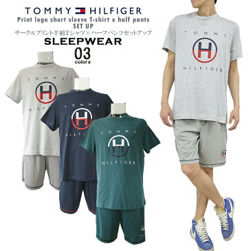 TOMMY HILFIGER/トミーヒルフィガーサークルプリント半袖Tシャツ×ハーフパンツセットアップtommy/m/newユニセックス ラウンジウェア【税込3,980円以上で送料無料】【即納/あす楽】！TOMMY−09T4162−4148−