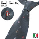 Paul Smith ポールスミスベア刺繍シルク100%ネクタイSILK TIE paulsmith/newネクタイ 父の日 卒業式 入学式 入社式 メンズビジネス用 フォーマル クリスマス 誕生日 プレゼント【送料無料】【ギフト包装不可】【メール便】【代引不可】【即納】