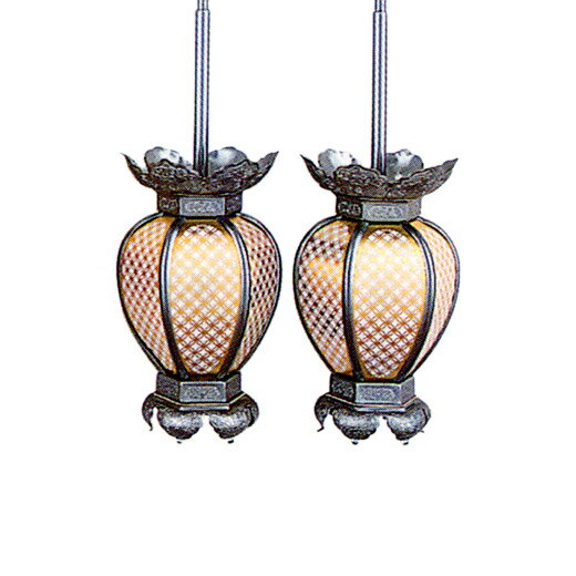 【吊り灯籠】七宝透し院玄灯籠 イブシ 中 LEDお仏壇用電装セット+取り付け金具付き【送料無料】【仏具各種】[仏具 供養]【メモリアルアートの大野屋】