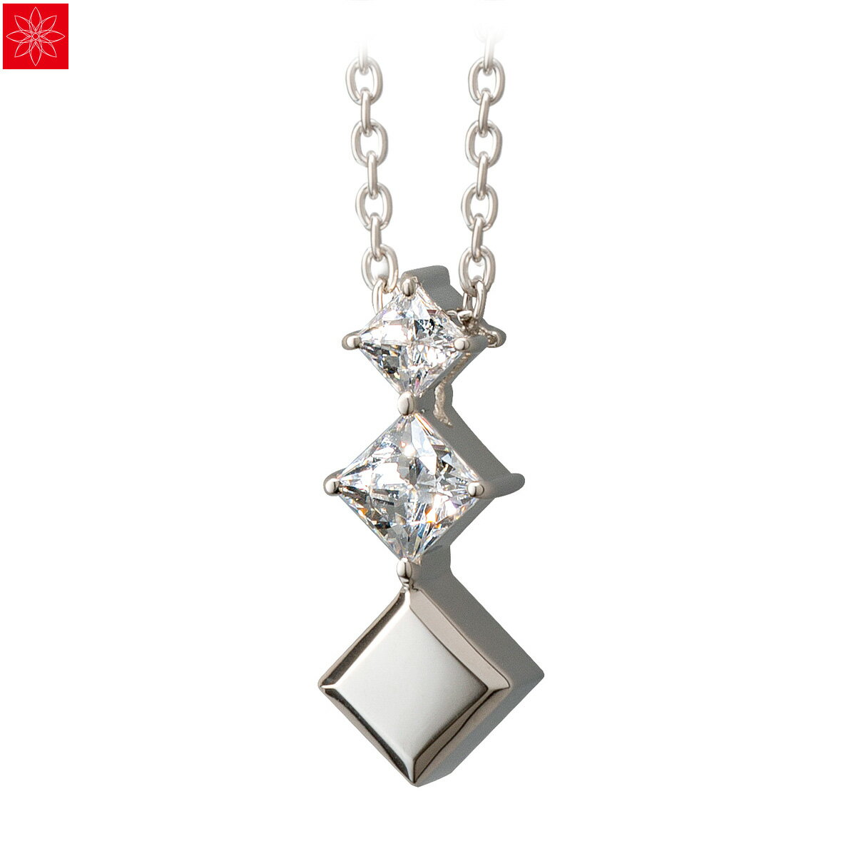 乐天商城 - 遺骨ペンダント Soul Jewelry Pour toi （プルトワ） スクエアクロス プレシオサ　キュービック・ジルコニア K10ホワイトゴールド