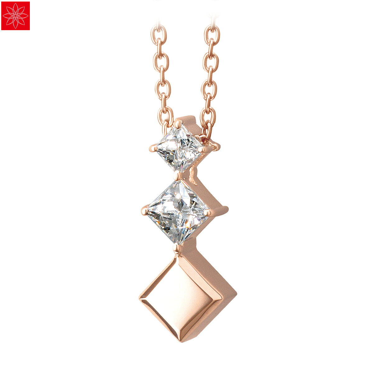 乐天商城 - 遺骨ペンダント Soul Jewelry Pour toi （プルトワ） スクエアクロス プレシオサ　キュービック・ジルコニア K10ローズゴールド