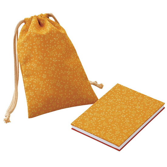 【御朱印帳】御朱印帳 巾着袋付 一越両面 色：金茶・朱