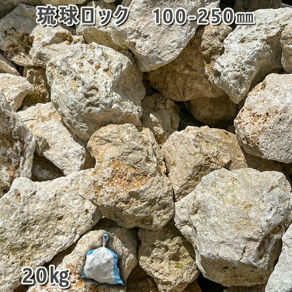庭石 石畳 積石 景石 琉球ロック/琉球石灰石（100〜250mm）1袋（約20kg）ガーデンロック ガーデニング おしゃれ琉球石灰岩 DIY 花壇 造園 ガビオン 砕石 土留め 池
