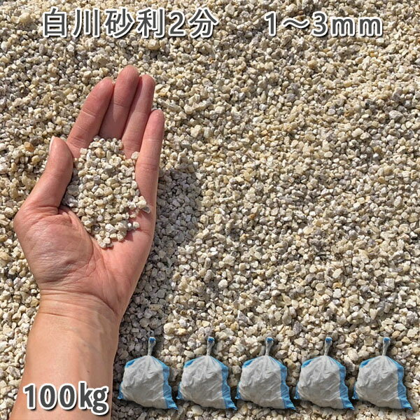 庭 砂利 石庭 庭石 化粧砂利 国産砂利白川砂利2分（1-3mm）5袋セット/計約100kg砂利 ジャリ おしゃれ 和風 洋風 ガーデニング 園芸 DIY敷き砂利 花壇 アクアリウム テラリウム ビオトープ 池