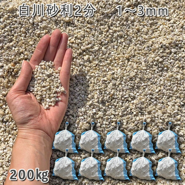 庭 砂利 石庭 庭石 化粧砂利 国産砂利白川砂利2分（1-3mm）10袋セット/計約200kg砂利 ジャリ おしゃれ 和風 洋風 ガーデニング 園芸 DIY敷き砂利 花壇 アクアリウム テラリウム ビオトープ 池