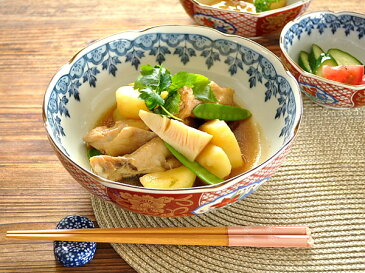 食器 大鉢 おしゃれ 和食器 モダン 美濃焼 ボウル 煮物鉢 アウトレット カフェ風 染め錦赤絵桔梗7.0ドラ鉢