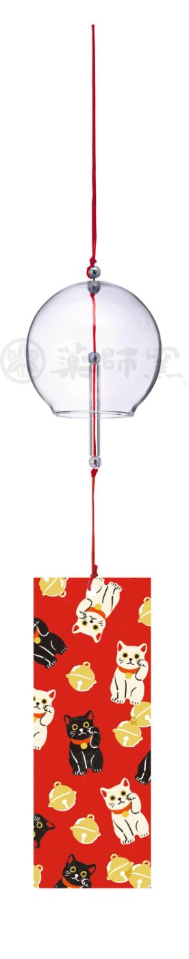 Baccarat - 【3308】●薬師窯　なつかし屋●ガラス風鈴(招き猫)【20%OFF/置物/通販/ふうりん/8月/夏の風物詩/陶磁器】