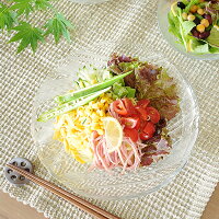 食器 大皿 おしゃれ 日本製 プレート 深皿 深口 冷麺 ガラス アウトレット カフェ風 (P-6369) 流水冷麺皿(せせらぎ)