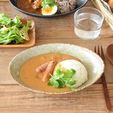 食器 カレー皿 パスタ皿 おしゃれ 和食器 モダン 美濃焼 ボウル アウトレット カフェ風 （灰釉窯変）ナチュラルオーバルカレー皿＆パスタ皿