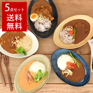 食器 セット 新生活 おしゃれ 和食器 モダン 美濃焼 （送料無料）ナチュラルオーバルカレー皿＆パスタ皿5色セット