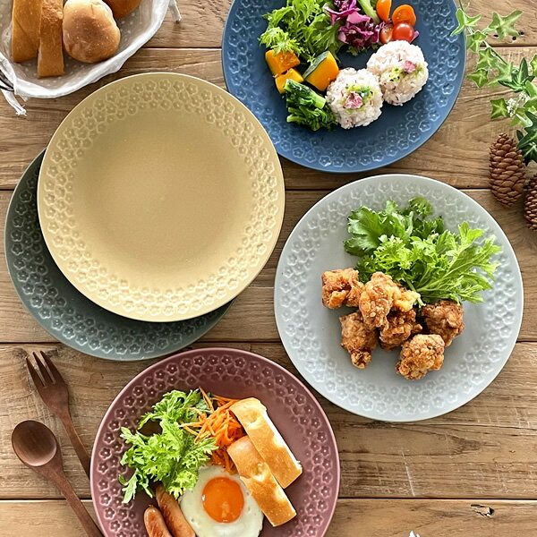 皿・プレート（売れ筋ランキング） 【3,000円OFFクーポン 6/1 10:00～6/4 9:59】食器 おしゃれ 皿 パスタ皿 フルール25.2cmプレート 美濃焼 大皿 ディナー皿 印花 花柄 フラワー アウトレット カフェ風 電子レンジ対応 食洗機対応