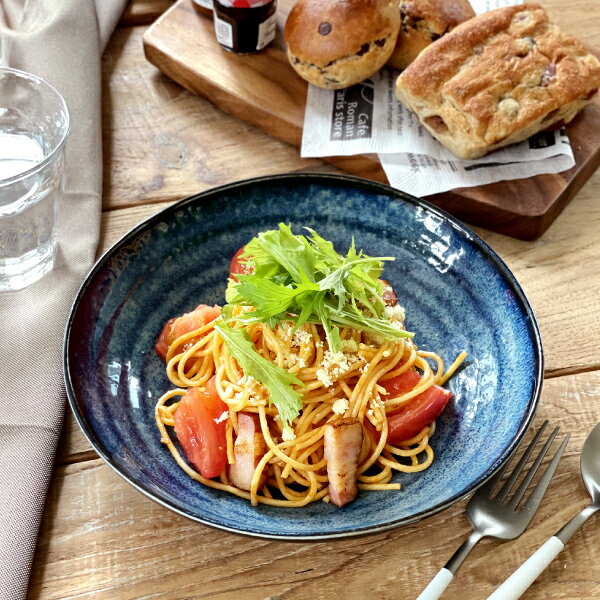 食器 カレー皿 パスタ皿 おしゃれ 和食器 モダン 美濃焼 大皿 麺皿 アウトレット カフェ風 窯変ネイビー6.8深皿（20%OFFセール）