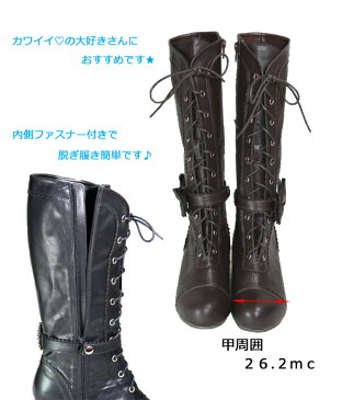リボン付き カットワーク ブーツ Qeen Bee クイーンビー【あす楽対応】【smtb-td】【送料無料】 靴 婦人 レディース ローヒール レースアップ コスプレ ゴスロリ ロリータ