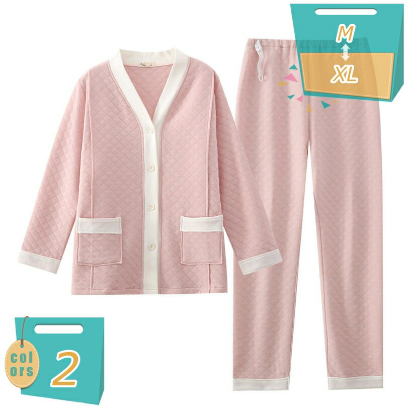 500円OFFクーポン ルームウェア レディース 大きいサイズ 花柄 ワイドパンツ パジャマ 綿 長袖 女性用 部屋着 前開き Vネック 大人 可愛い ナイトウェア ポケット付き オールシーズン快適 吸汗通気 便利服 寝間着 部屋着 外出着 旅行 おうち時間 mi-ya-bi