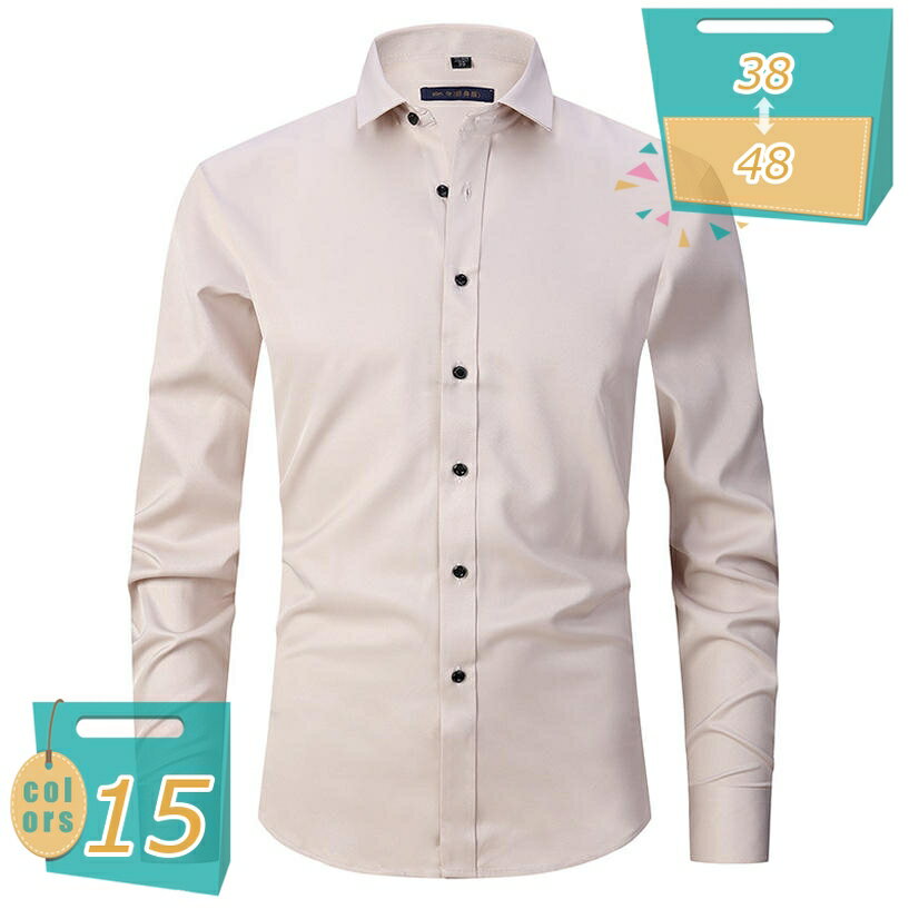 ワイシャツ メンズ 長袖 ビジネス スリム 細身 インナー ノーアイロン 形態安定 イージーケア ストレッチ 大きいサイズ ストライプ 無地 おしゃれ カジュアルシャツ ビジネス シャツ 春 夏 秋 かっこいい 通勤 ビジネス 出張 mi-ya-bi