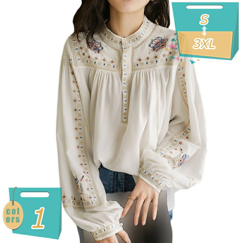 長袖ブラウス シフォンシャツ 花柄 ブラウス トップス レディース バルーン袖 立て襟 フォーマル スーツ インナー 事務服 OL オフィス カジュアル ビジネス 入園式 卒業式 シフォンブラウス 通気 春 夏 秋 大きいサイズ 普段着 mi-ya-bi